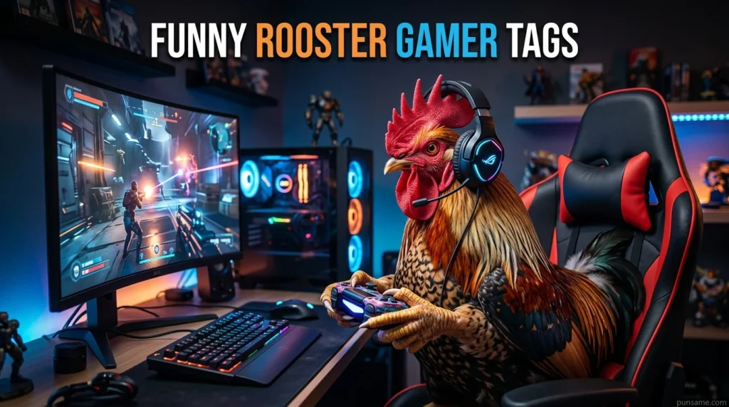 Funny Rooster Gamer Tags